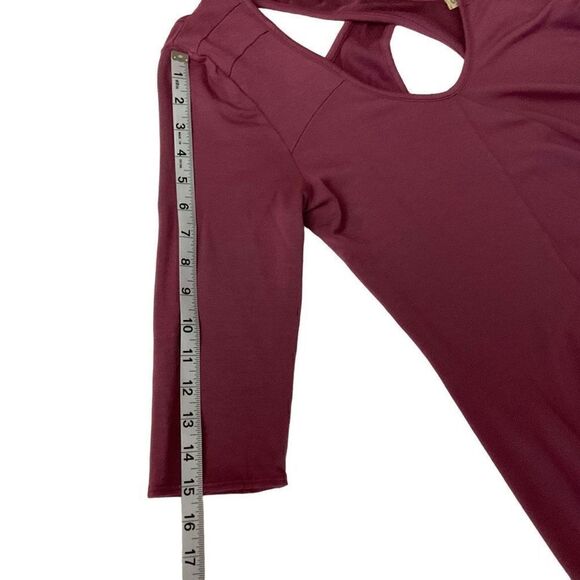 Baea Top V-Neck Crisscross Keyhole Back Purple Pink Lilac Flare Hem Medium - Picture 6 of 9